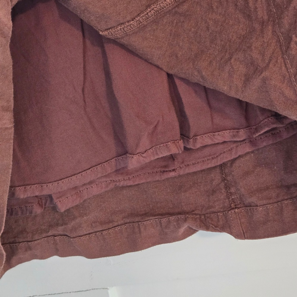 Maeve Anthropologie Brown‎ Linen Puff Sleeve Cutout Back Mini Dress, Size Large - Picture 11 of 14